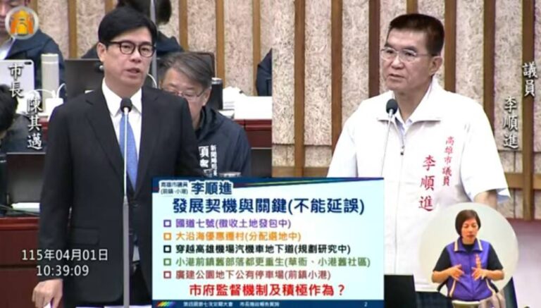 高雄市議員李順進議會質詢：南高雄不能被邊緣化　重大建設要到位、產業要被支持